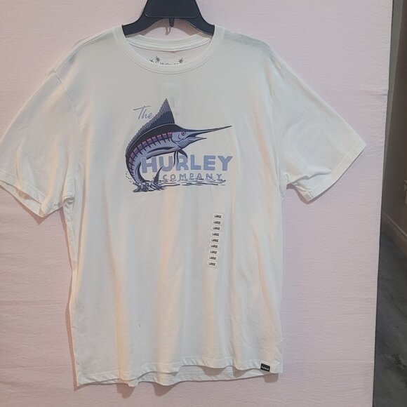 NWT T-Shirt HURLEY Large White Swordfish Everyday Tee Ultra Soft Cotton/Poly NEW - Picture 1 of 12